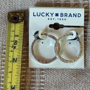 Lucky Brand Textured Silver Hoop Earrings